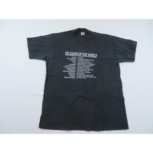 Funny Religions of the World Parody Black T-Shirt Sz XL 1990s